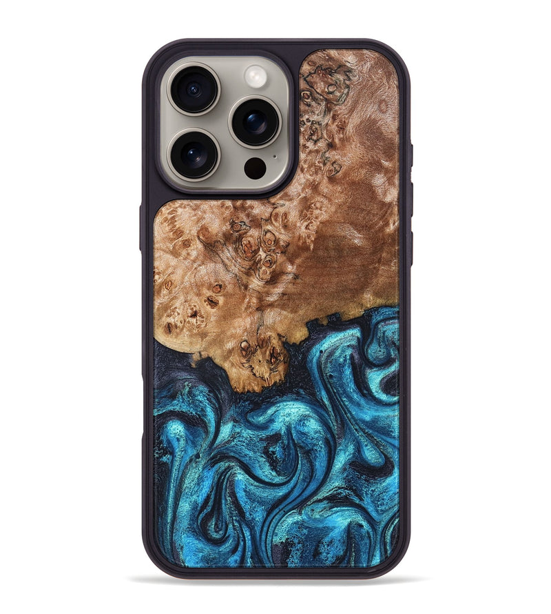 iPhone 16 Pro Max Wood Phone Case - Brayden (Blue, 824895)