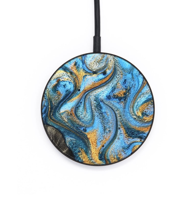 Circle Wood Wireless Charger - Kurt (Teal & Gold, 824897)