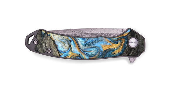EDC Wood Pocket Knife - Kurt (Teal & Gold, 824897)