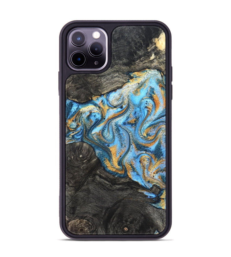 iPhone 11 Pro Max Wood Phone Case - Kurt (Teal & Gold, 824897)