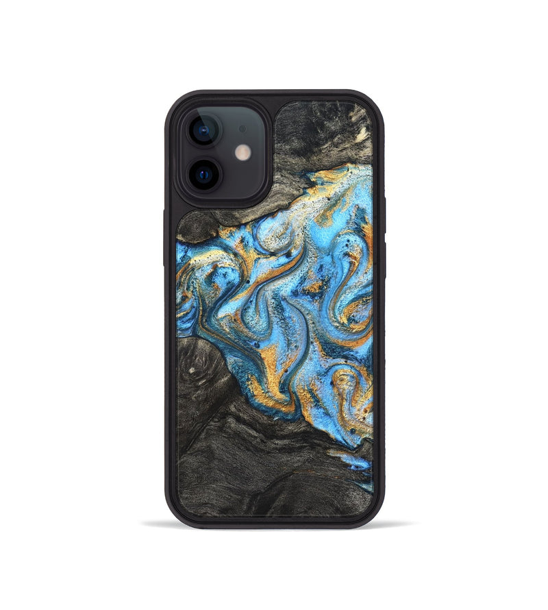 iPhone 12 mini Wood Phone Case - Kurt (Teal & Gold, 824897)