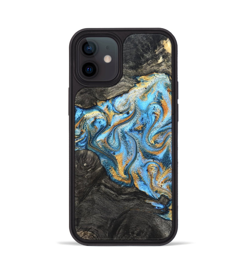 iPhone 12 Wood Phone Case - Kurt (Teal & Gold, 824897)