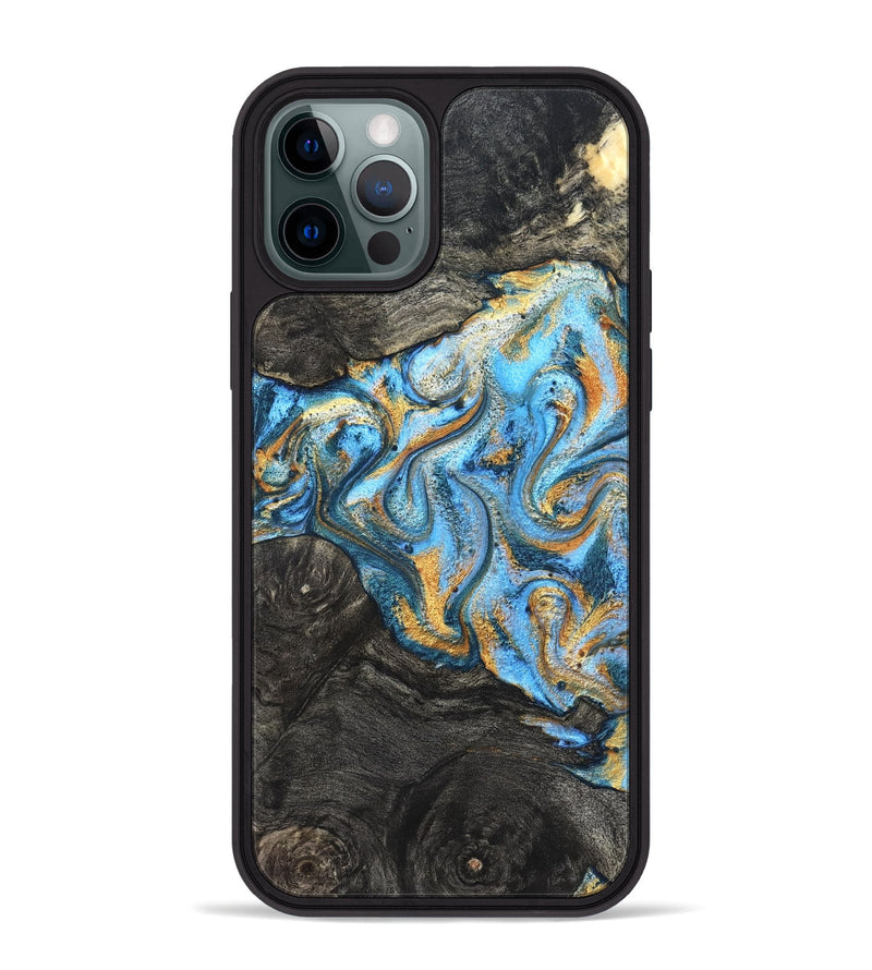 iPhone 12 Pro Max Wood Phone Case - Kurt (Teal & Gold, 824897)