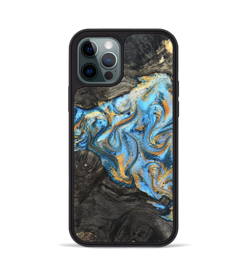 iPhone 12 Pro Wood Phone Case - Kurt (Teal & Gold, 824897)