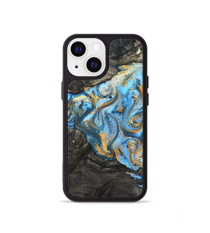 iPhone 13 mini Wood Phone Case - Kurt (Teal & Gold, 824897)
