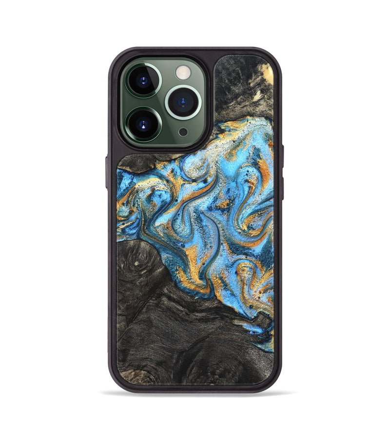 iPhone 13 Pro Wood Phone Case - Kurt (Teal & Gold, 824897)