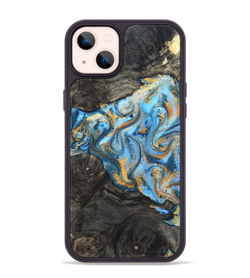 iPhone 14 Plus Wood Phone Case - Kurt (Teal & Gold, 824897)