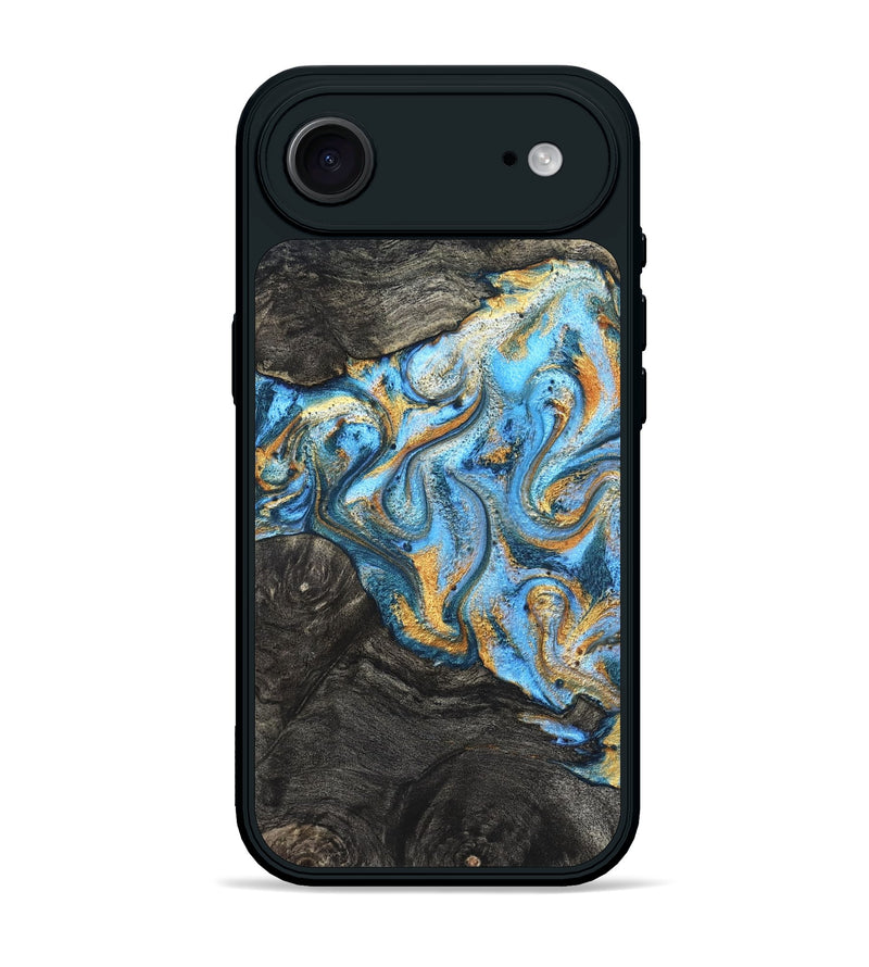 iPhone 17 Air Wood Phone Case - Kurt (Teal & Gold, 824897)