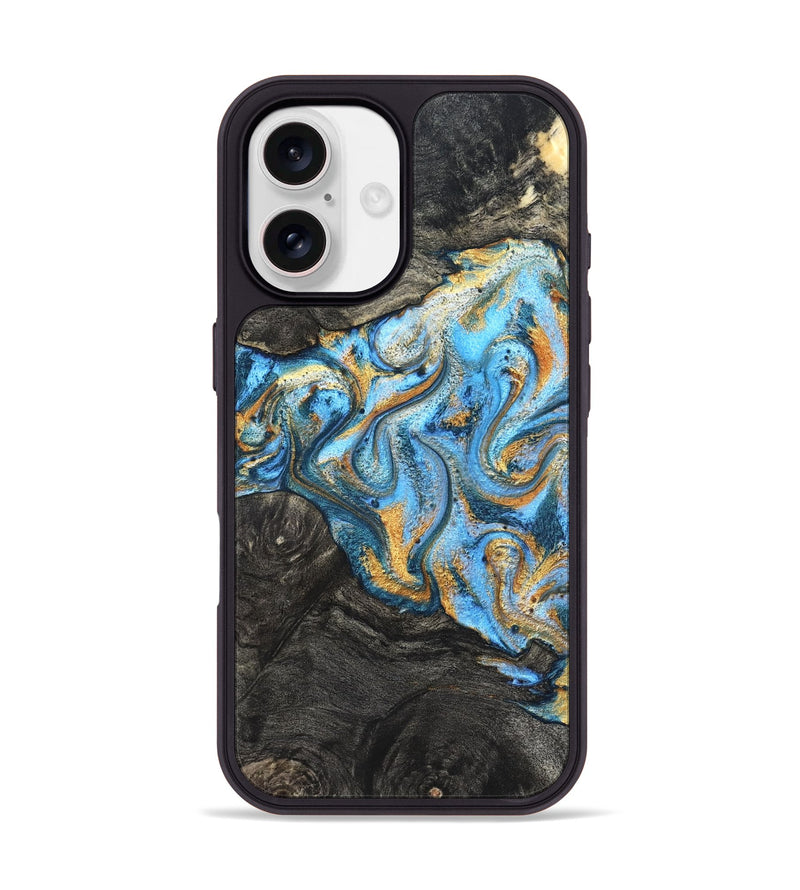 iPhone 17 Wood Phone Case - Kurt (Teal & Gold, 824897)
