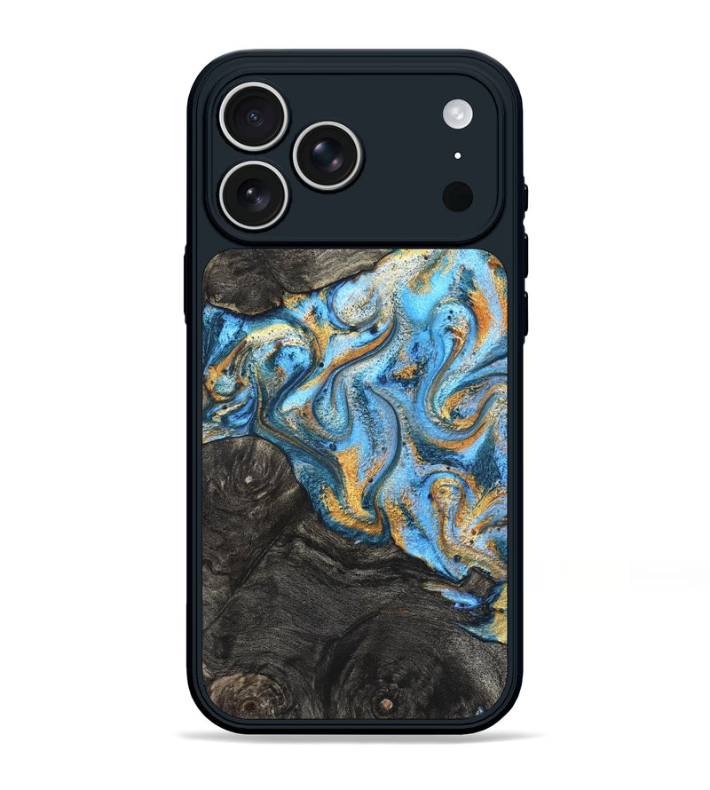 iPhone 17 Pro Max Wood Phone Case - Kurt (Teal & Gold, 824897)