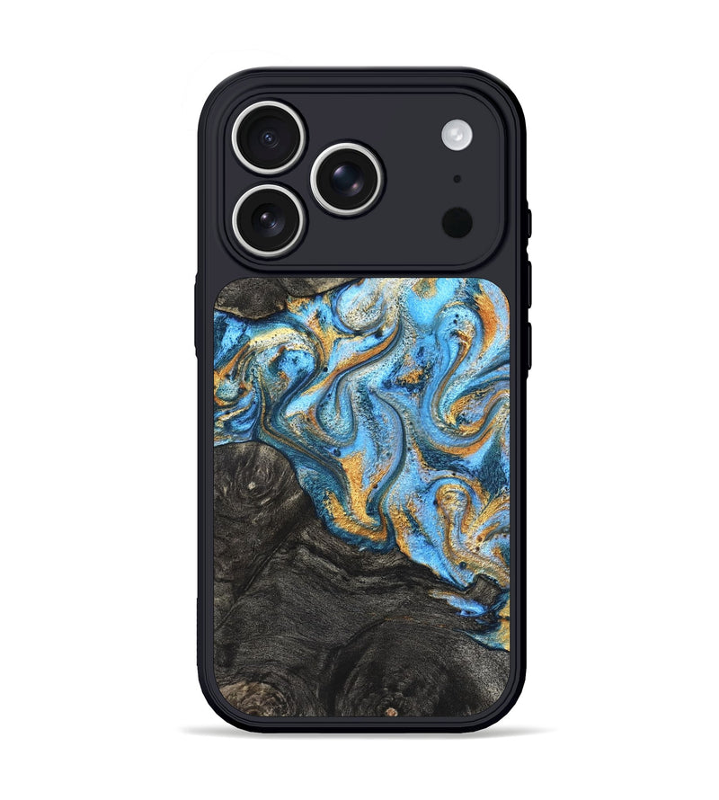 iPhone 17 Pro Wood Phone Case - Kurt (Teal & Gold, 824897)