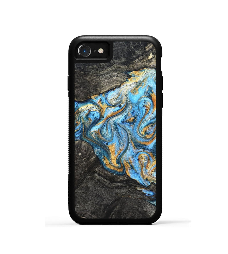 iPhone SE Wood Phone Case - Kurt (Teal & Gold, 824897)