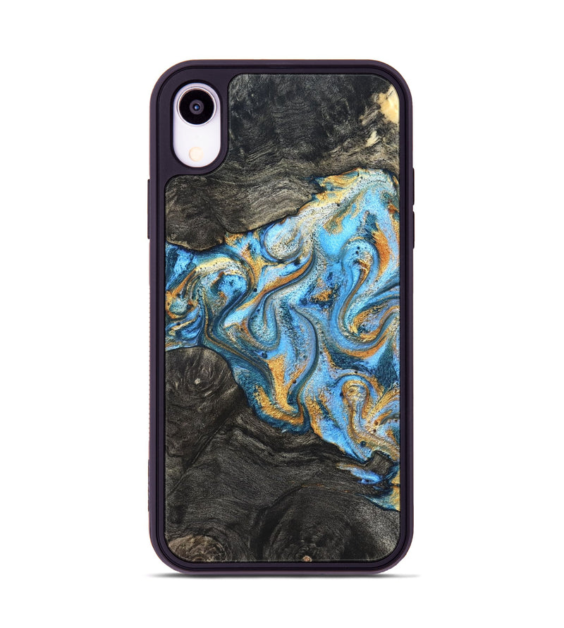iPhone Xr Wood Phone Case - Kurt (Teal & Gold, 824897)