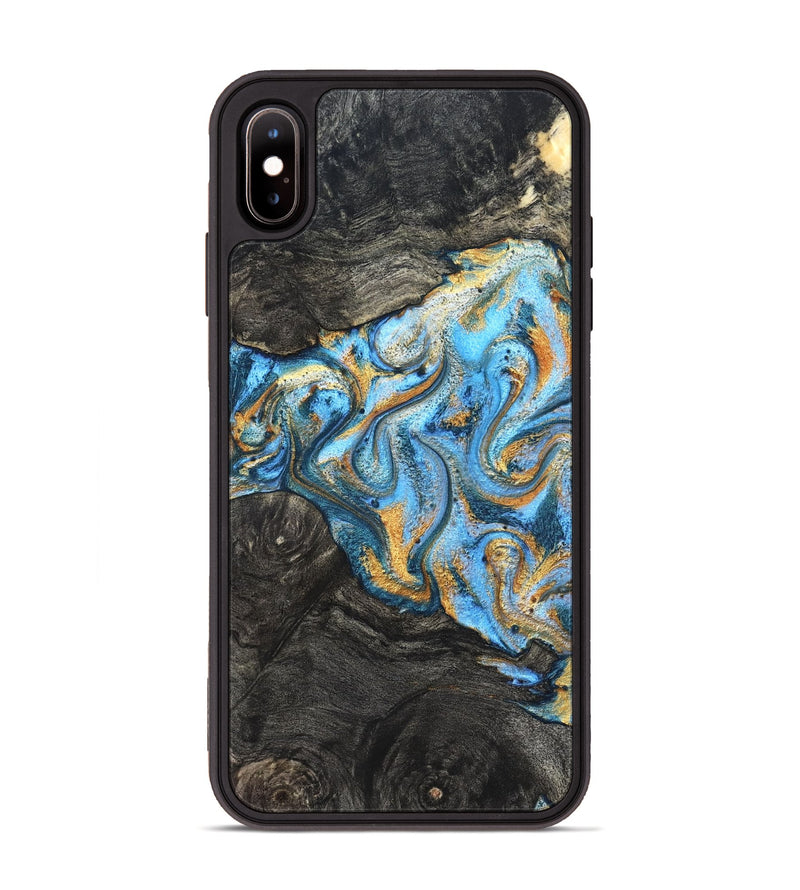 iPhone Xs Max Wood Phone Case - Kurt (Teal & Gold, 824897)