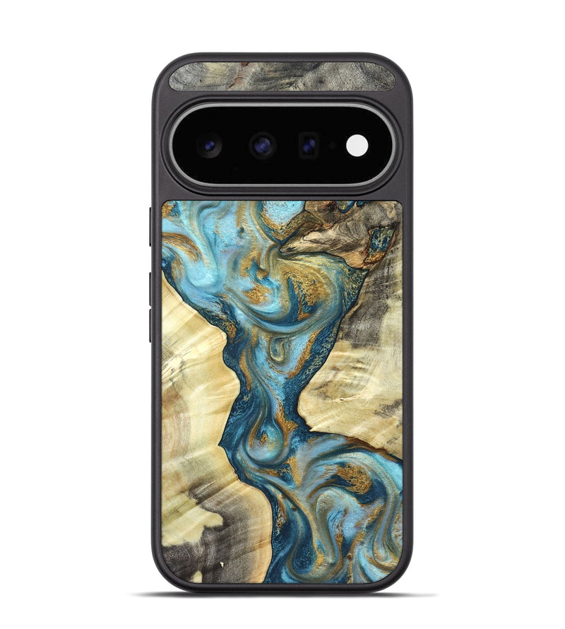 Pixel 11 Wood Phone Case - Melva (Teal & Gold, 824898)