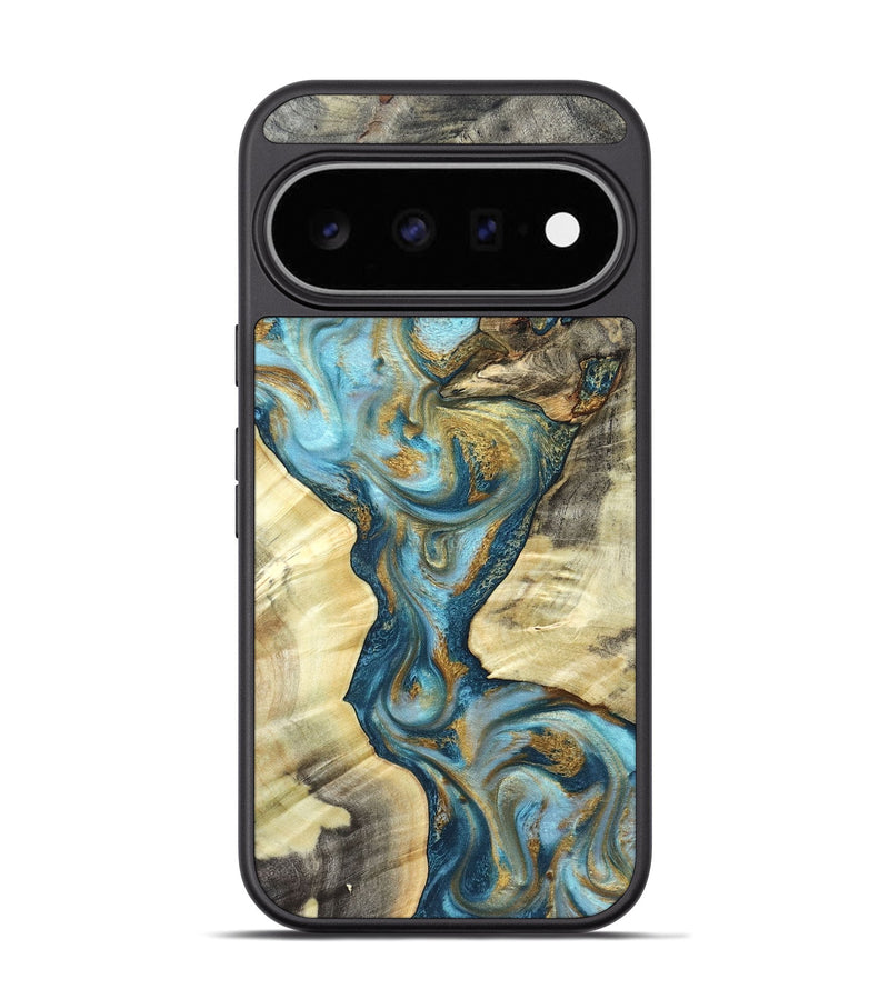 Pixel 11 Pro Wood Phone Case - Melva (Teal & Gold, 824898)