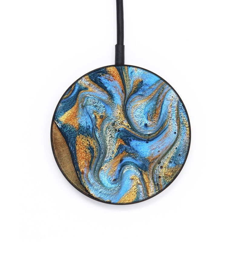 Circle Wood Wireless Charger - Orpha (Teal & Gold, 824899)