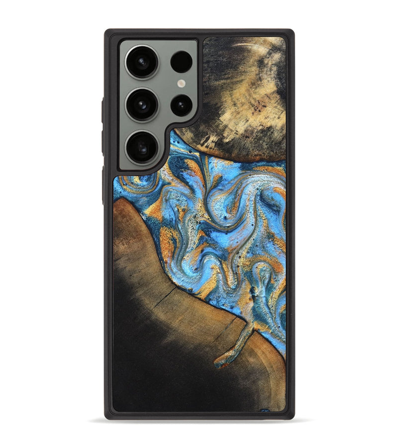 Galaxy S23 Ultra Wood Phone Case - Orpha (Teal & Gold, 824899)