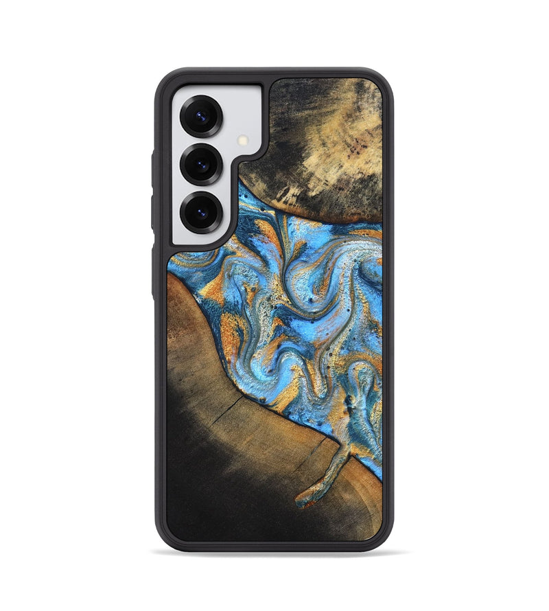 Galaxy S25 Wood Phone Case - Orpha (Teal & Gold, 824899)