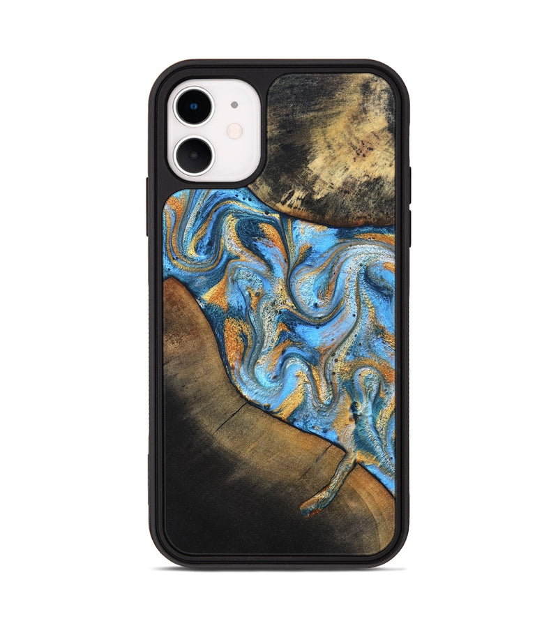 iPhone 11 Wood Phone Case - Orpha (Teal & Gold, 824899)