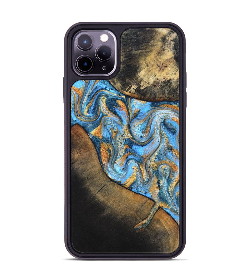iPhone 11 Pro Max Wood Phone Case - Orpha (Teal & Gold, 824899)