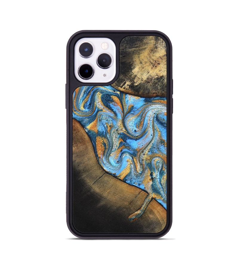 iPhone 11 Pro Wood Phone Case - Orpha (Teal & Gold, 824899)