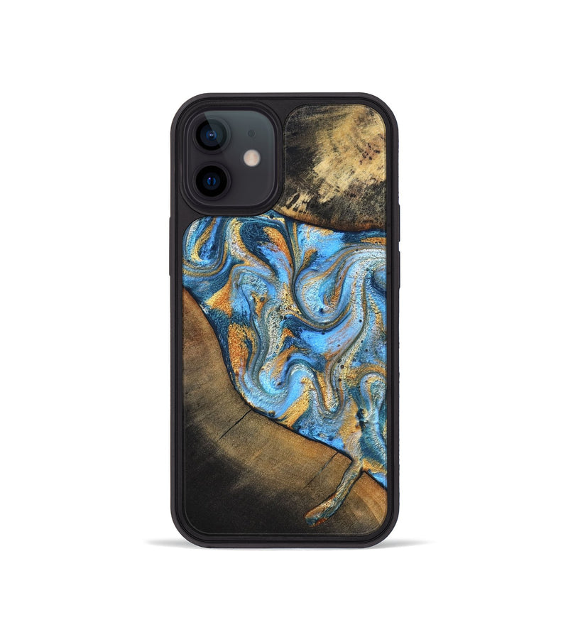 iPhone 12 mini Wood Phone Case - Orpha (Teal & Gold, 824899)