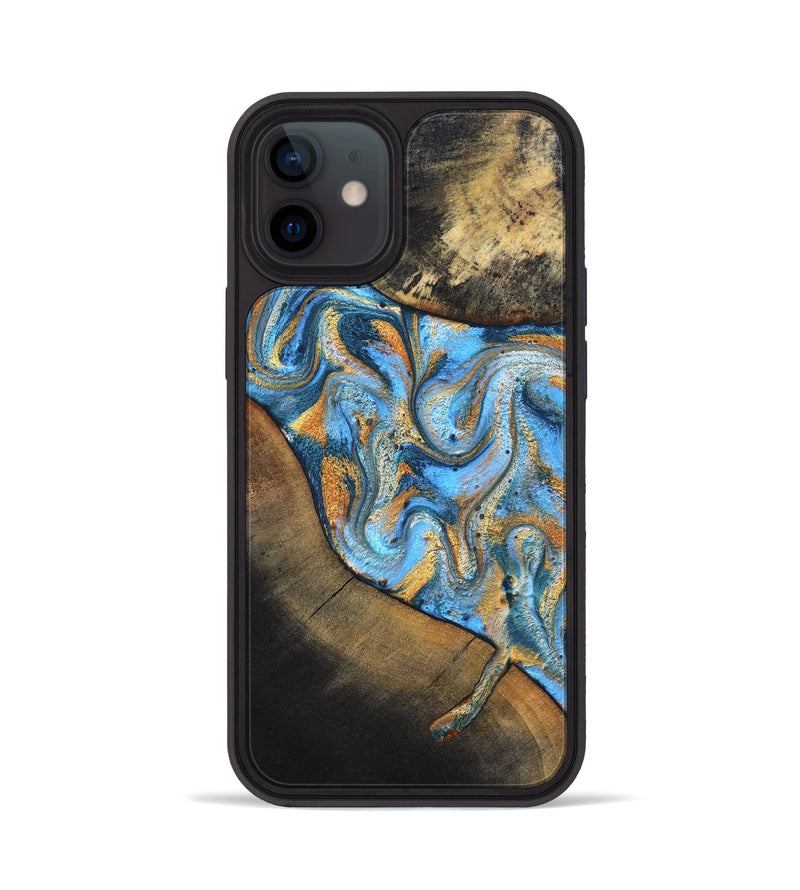 iPhone 12 Wood Phone Case - Orpha (Teal & Gold, 824899)