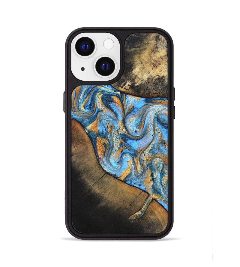 iPhone 13 Wood Phone Case - Orpha (Teal & Gold, 824899)