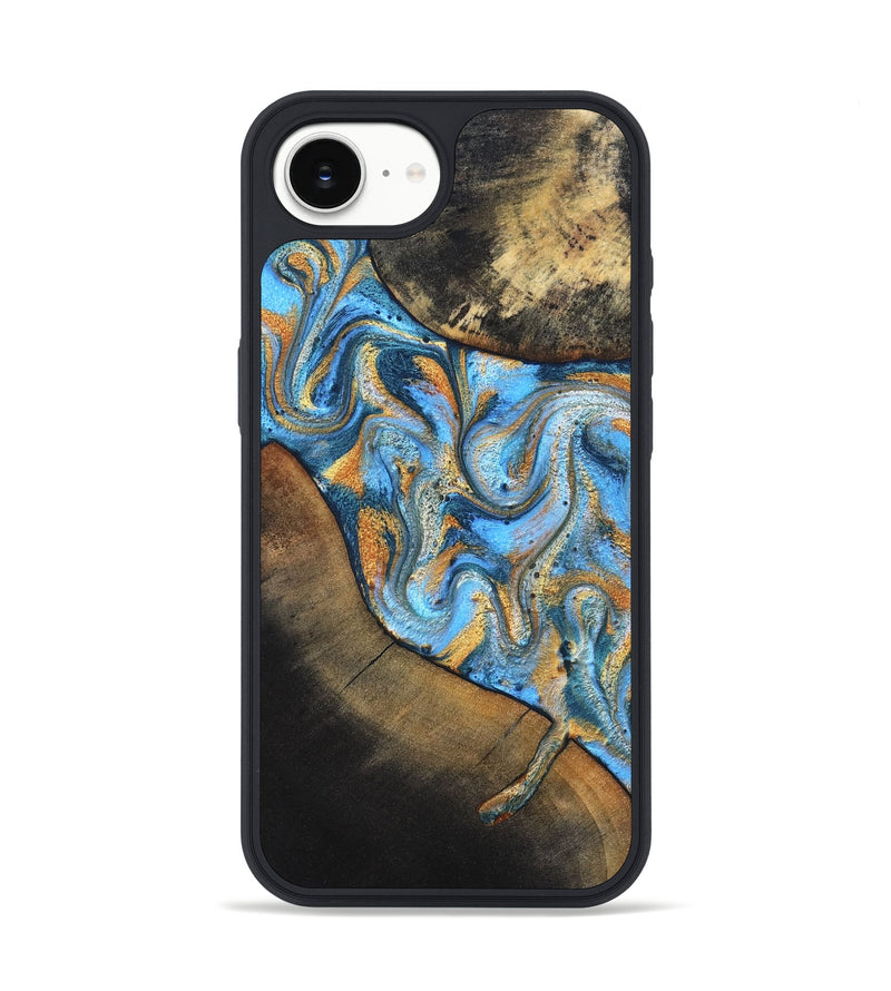 iPhone 16e Wood Phone Case - Orpha (Teal & Gold, 824899)