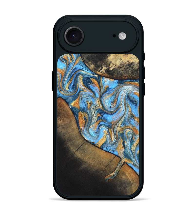 iPhone 17 Air Wood Phone Case - Orpha (Teal & Gold, 824899)