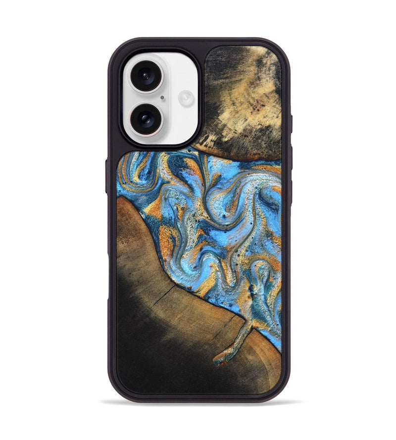 iPhone 17 Wood Phone Case - Orpha (Teal & Gold, 824899)