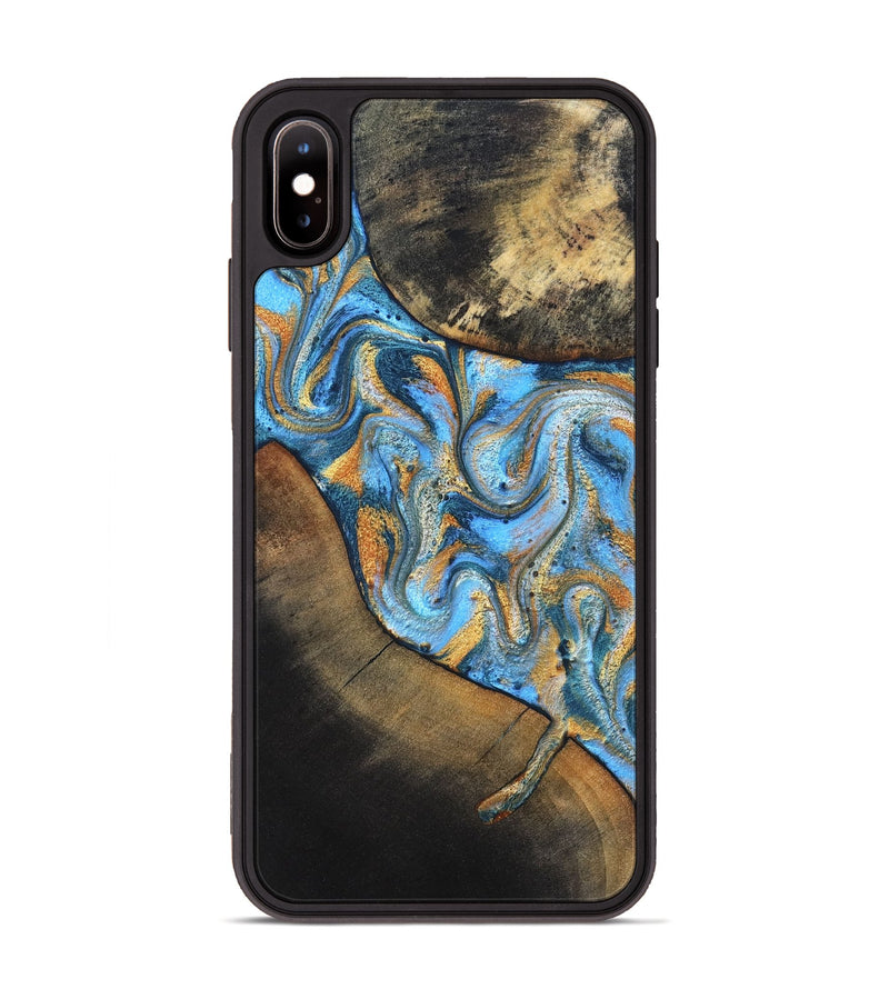 iPhone Xs Max Wood Phone Case - Orpha (Teal & Gold, 824899)