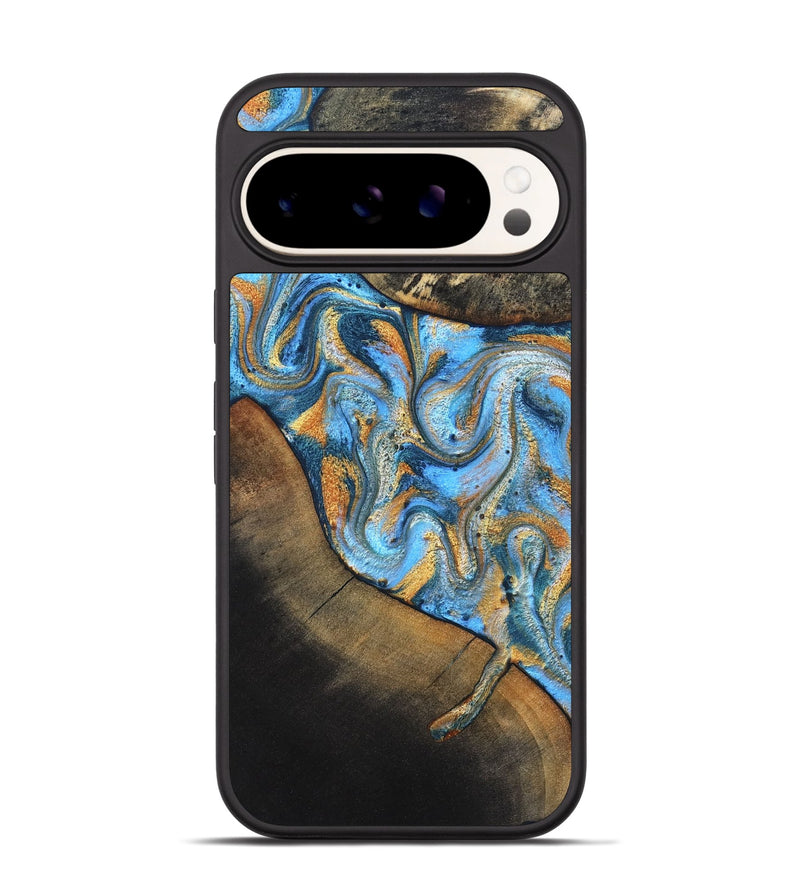 Pixel 9 Wood Phone Case - Orpha (Teal & Gold, 824899)