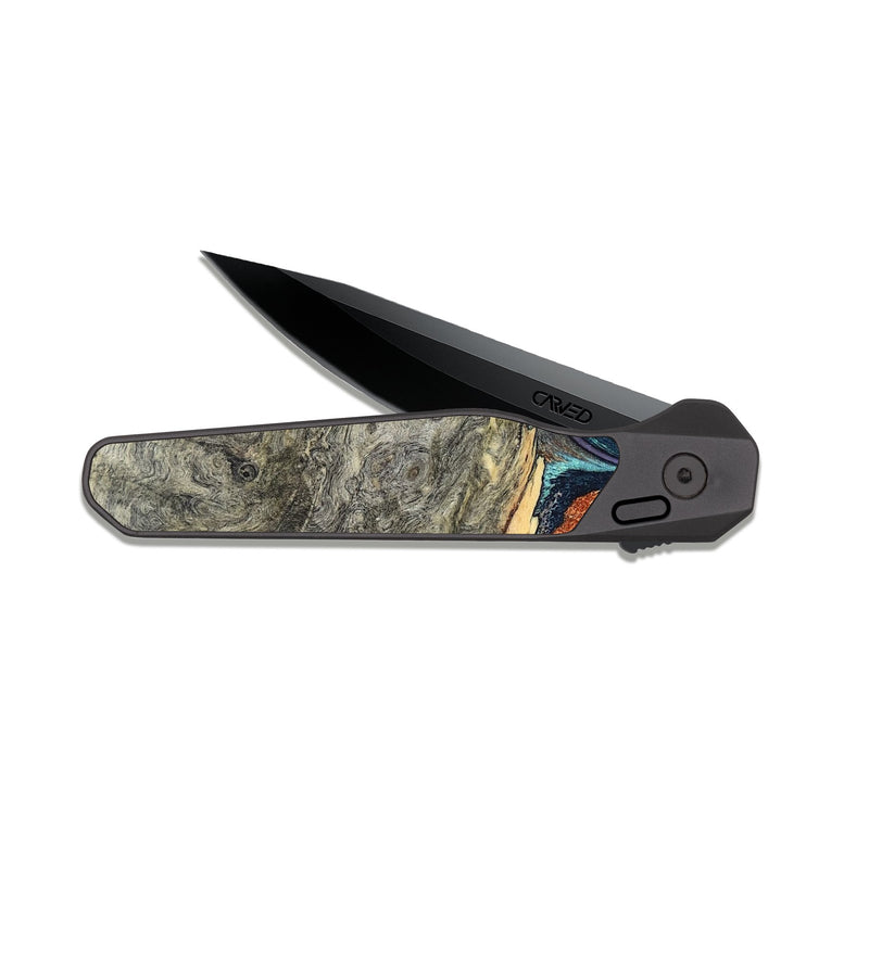 EDC Dark Slate Wood Pocket Knife - Nichole (Teal & Gold, 824900)