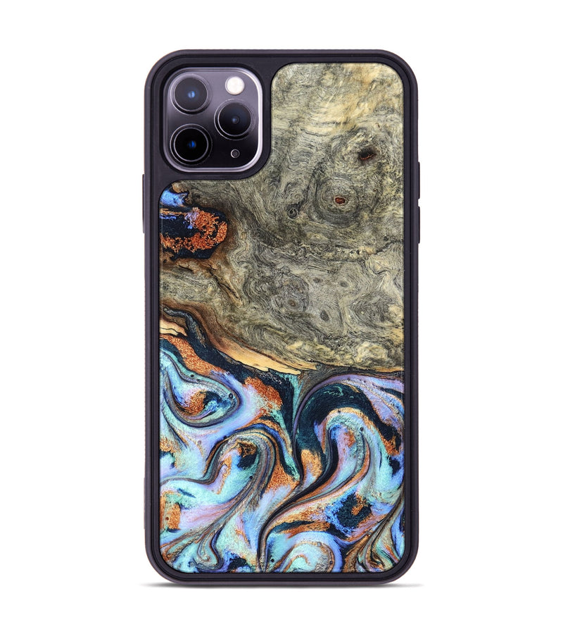 iPhone 11 Pro Max Wood Phone Case - Nichole (Teal & Gold, 824900)