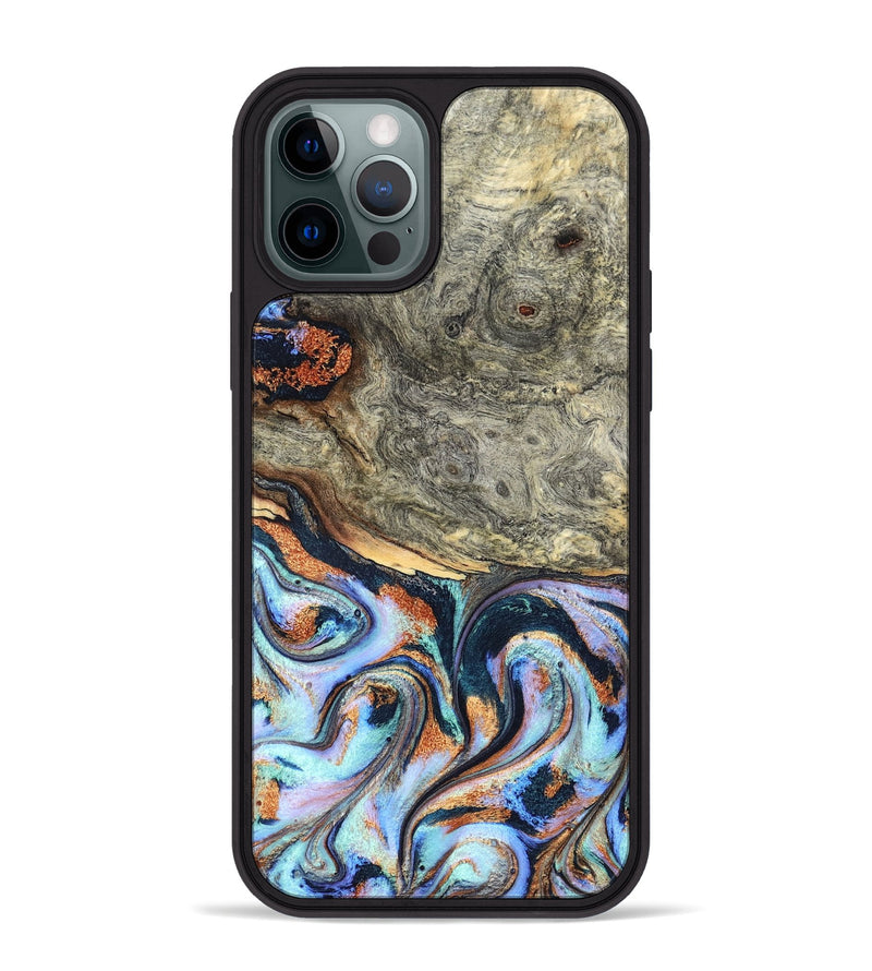 iPhone 12 Pro Max Wood Phone Case - Nichole (Teal & Gold, 824900)