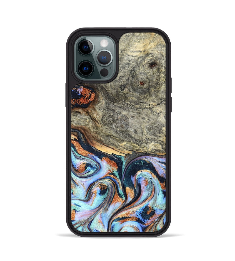 iPhone 12 Pro Wood Phone Case - Nichole (Teal & Gold, 824900)