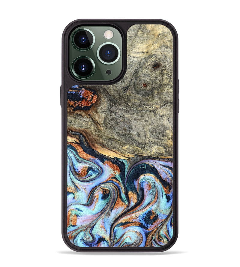 iPhone 13 Pro Max Wood Phone Case - Nichole (Teal & Gold, 824900)