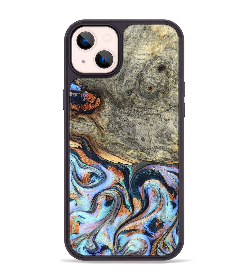 iPhone 14 Plus Wood Phone Case - Nichole (Teal & Gold, 824900)