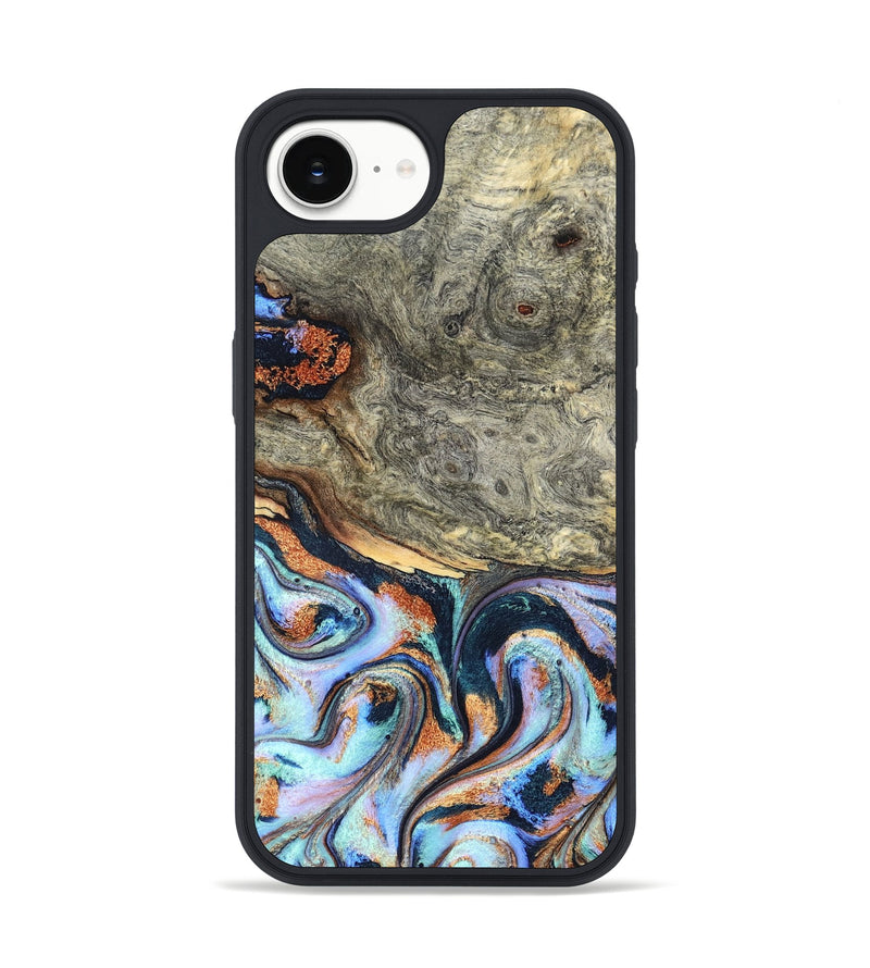 iPhone 16e Wood Phone Case - Nichole (Teal & Gold, 824900)