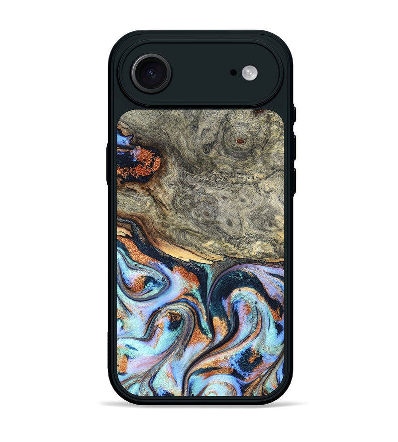 iPhone 17 Air Wood Phone Case - Nichole (Teal & Gold, 824900)