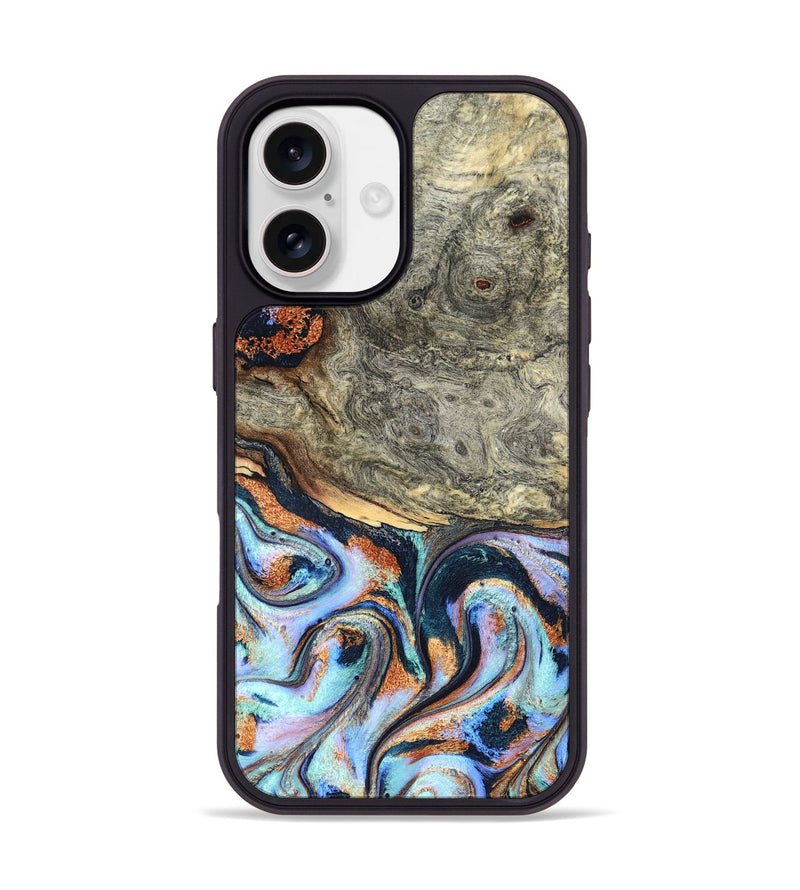 iPhone 17 Wood Phone Case - Nichole (Teal & Gold, 824900)
