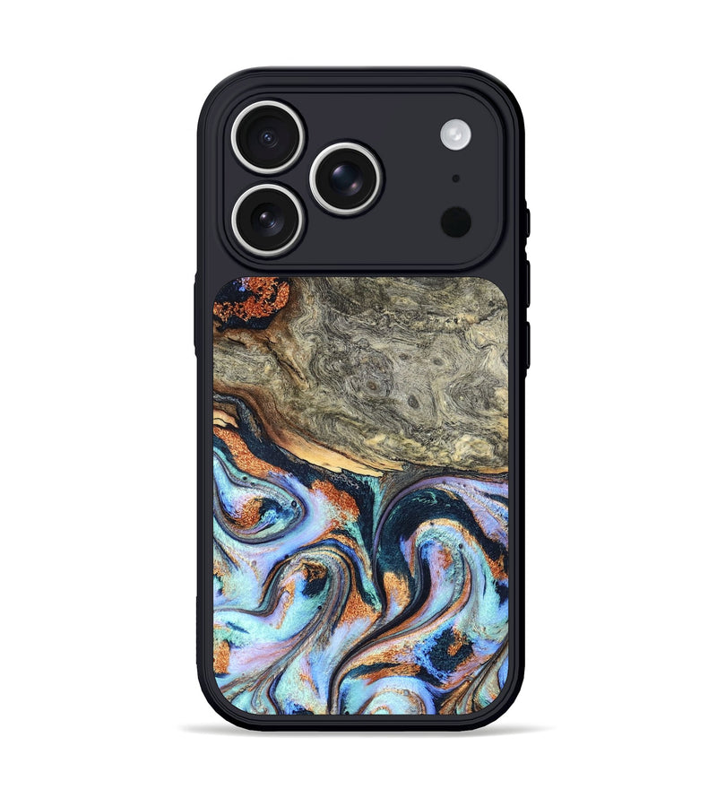 iPhone 17 Pro Wood Phone Case - Nichole (Teal & Gold, 824900)