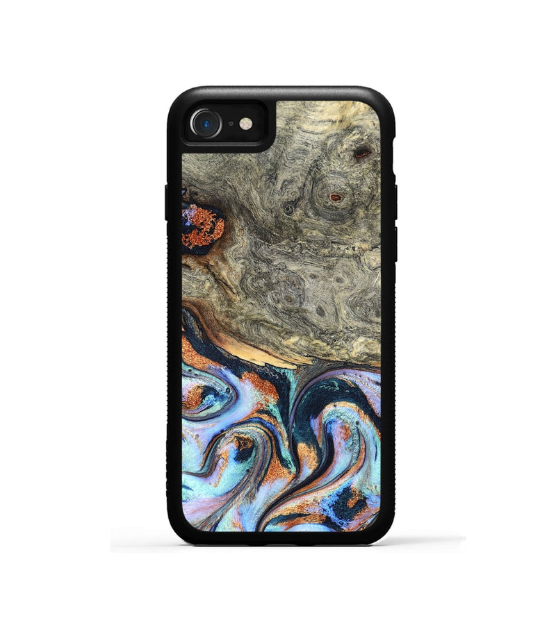 iPhone SE Wood Phone Case - Nichole (Teal & Gold, 824900)