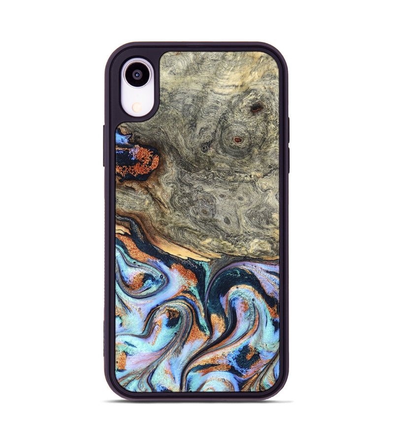 iPhone Xr Wood Phone Case - Nichole (Teal & Gold, 824900)