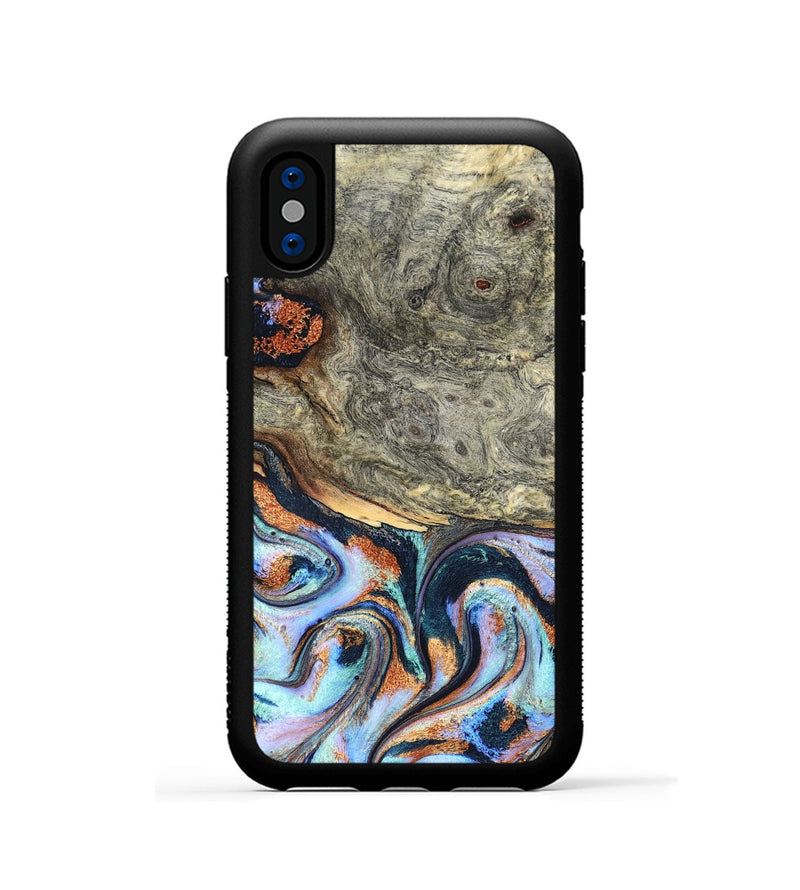 iPhone Xs Wood Phone Case - Nichole (Teal & Gold, 824900)