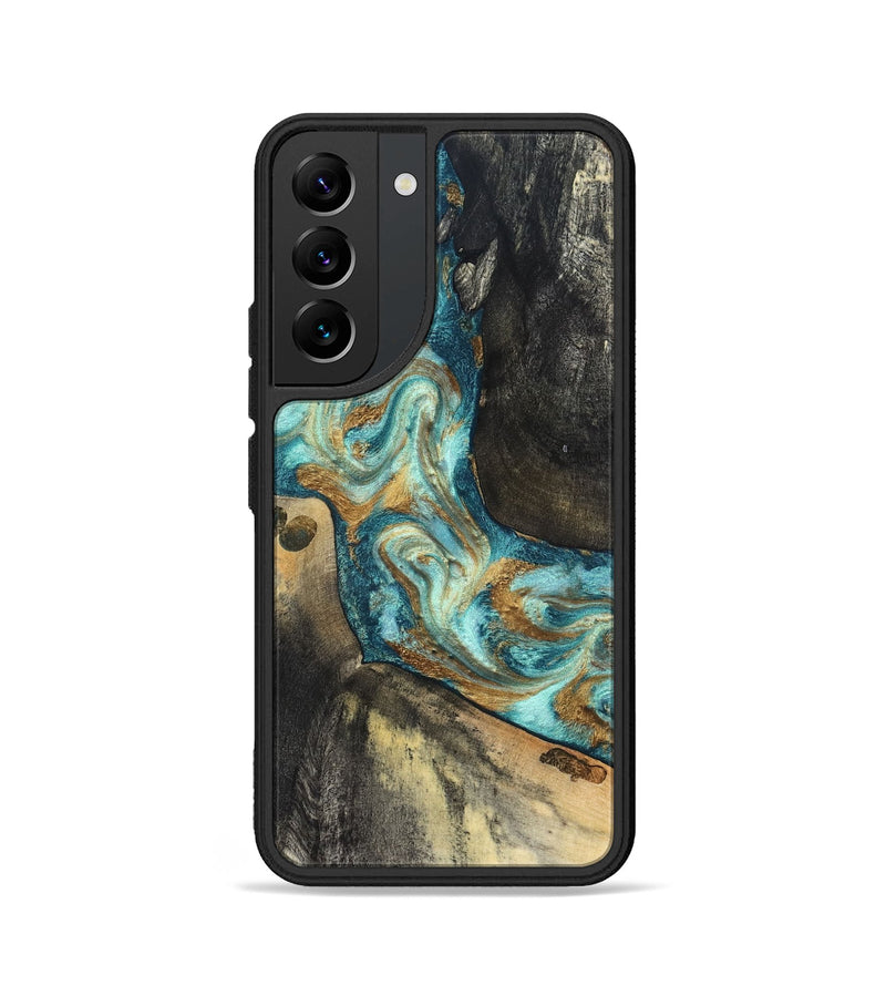 Galaxy S22 Wood Phone Case - Unknown (Teal & Gold, 824901)