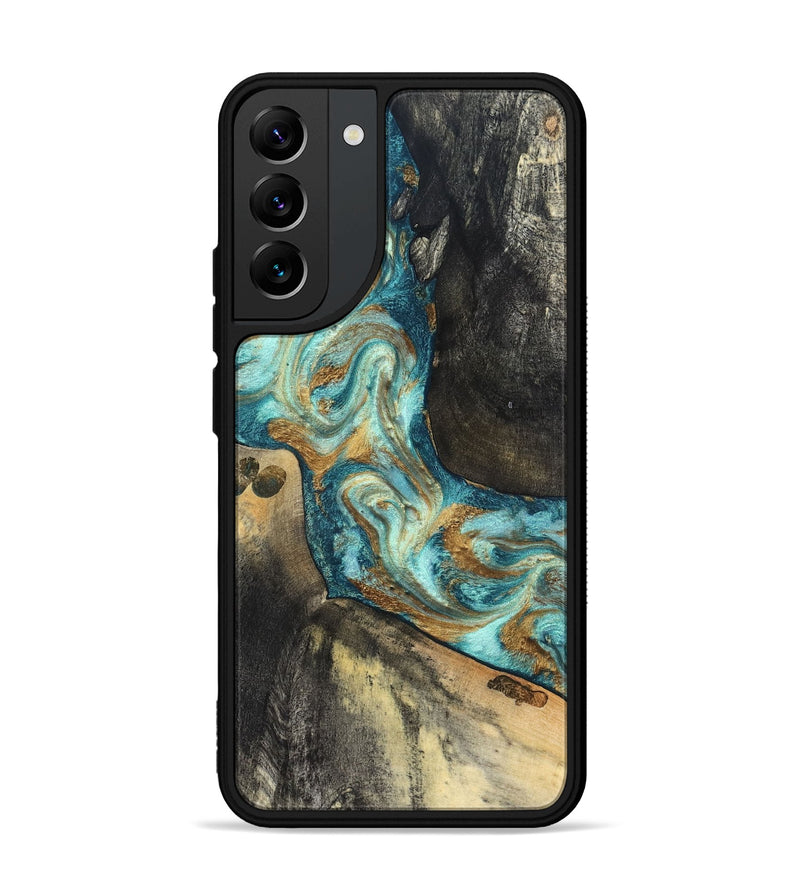 Galaxy S22 Plus Wood Phone Case - Unknown (Teal & Gold, 824901)
