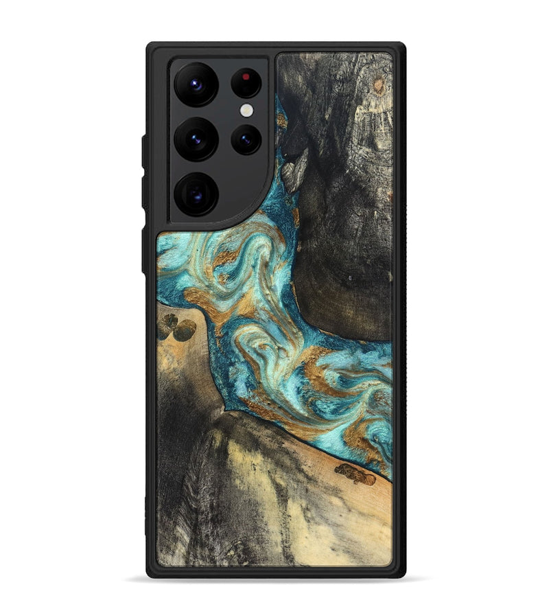 Galaxy S22 Ultra Wood Phone Case - Unknown (Teal & Gold, 824901)